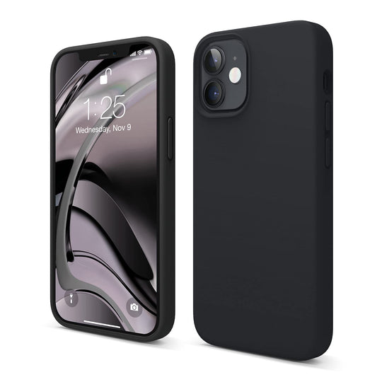elago Liquid Silicone Case Kompatibel mit iPhone 12 Mini Hülle (5,4"), Hochwertiges Silikon, Rundumschutz Handyhülle : 3-Layer Struktur Schutzhülle (Schwarz)