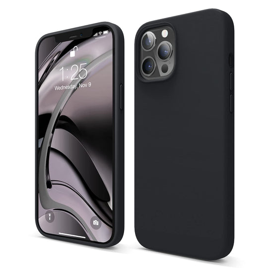elago Liquid Silicone Case Kompatibel mit iPhone 12 Pro Max Hülle (6,7"), Hochwertiges Silikon, Rundumschutz Handyhülle : 3-Layer Struktur Schutzhülle (Schwarz)