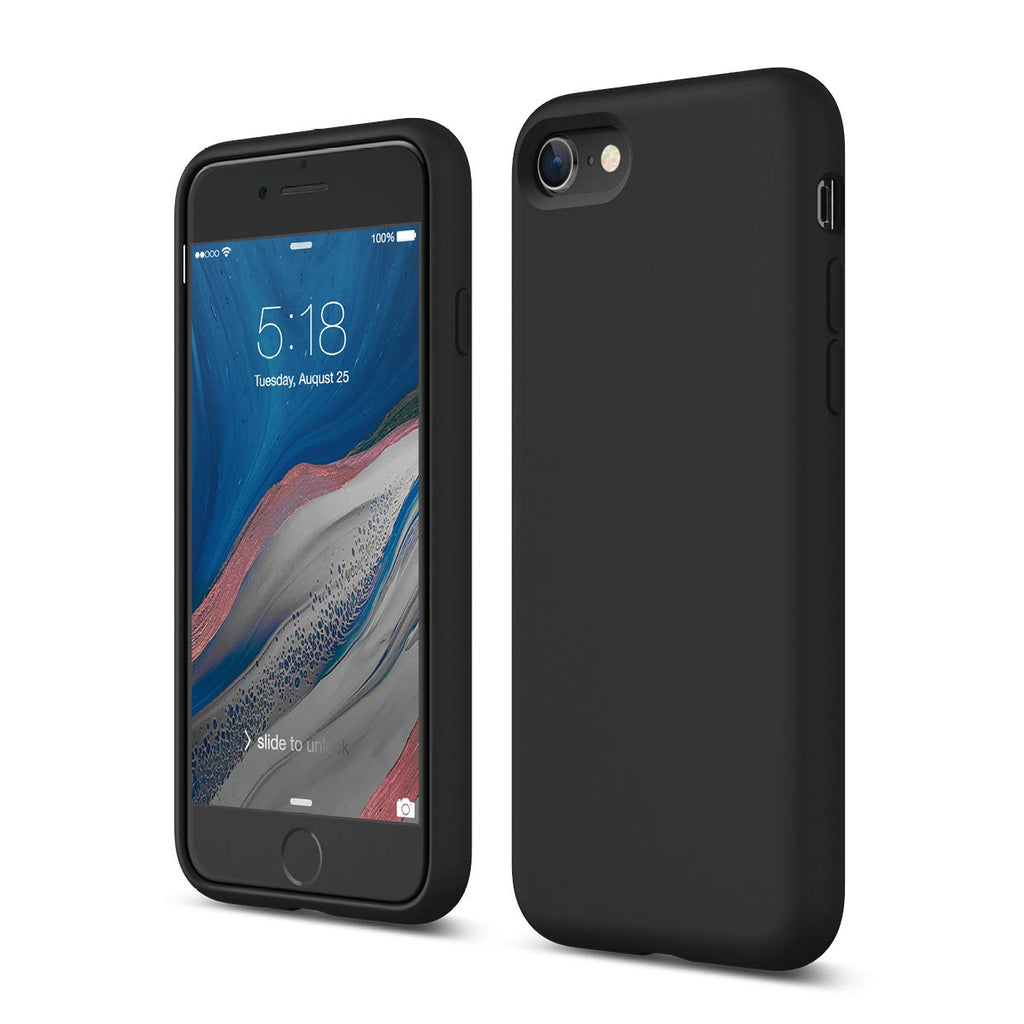 elago Liquid Silicone Case Kompatibel mit iPhone SE 2020 Hülle & Kompatibel mit iPhone 8 Hülle & Kompatibel mit iPhone 7 Hülle, Rundumschutz Handyhülle, Schutzhülle mit 3-Layer Struktur (Schwarz)