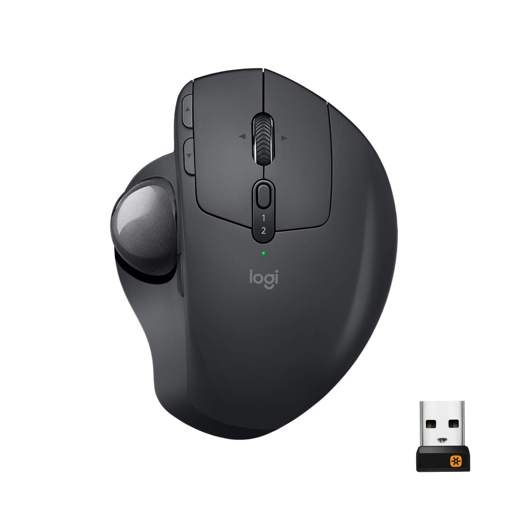 Logitech MX Ergo Kabellose Ergonomische Trackball-Maus, 2.4 GHz Verbindung via Unifying USB-Empfänger, 4-Monate Akkulaufzeit, Verstellbarer Winkel, Multi-Device, PC/Mac/iPadOS