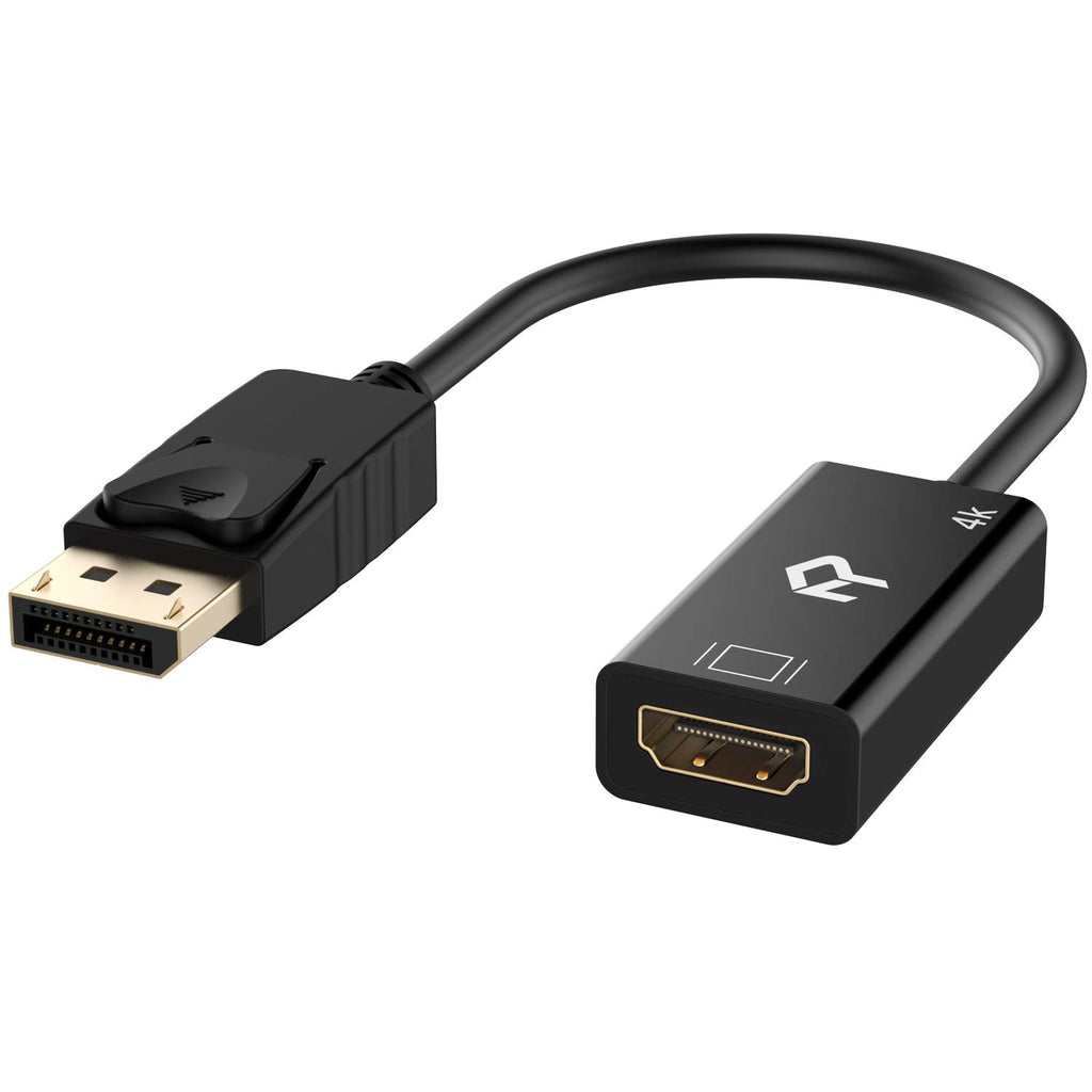 Rankie DisplayPort auf HDMI Adapter, 4K Auflösungs Konverter mit Audio, Schwarz