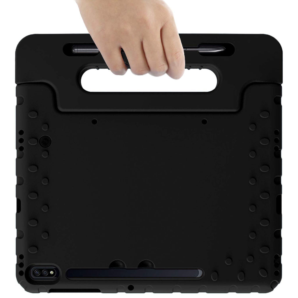 iMoshion kompatibel mit Samsung Galaxy Tab S7 Hülle – Tablethülle für Kinder – Tablet Kids Case in Schwarz mit Handgriff und Ständer [Robust, Griffig, Stoßfest]