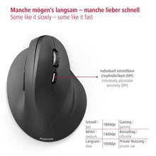 Laden Sie das Bild in den Galerie-Viewer, Hama kabellose Maus ergonomisch (Vertikale Maus ohne Kabel für Rechtshänder, Wireless Funk-Maus mit optischem Sensor 1000/1400/1800dpi) schwarz