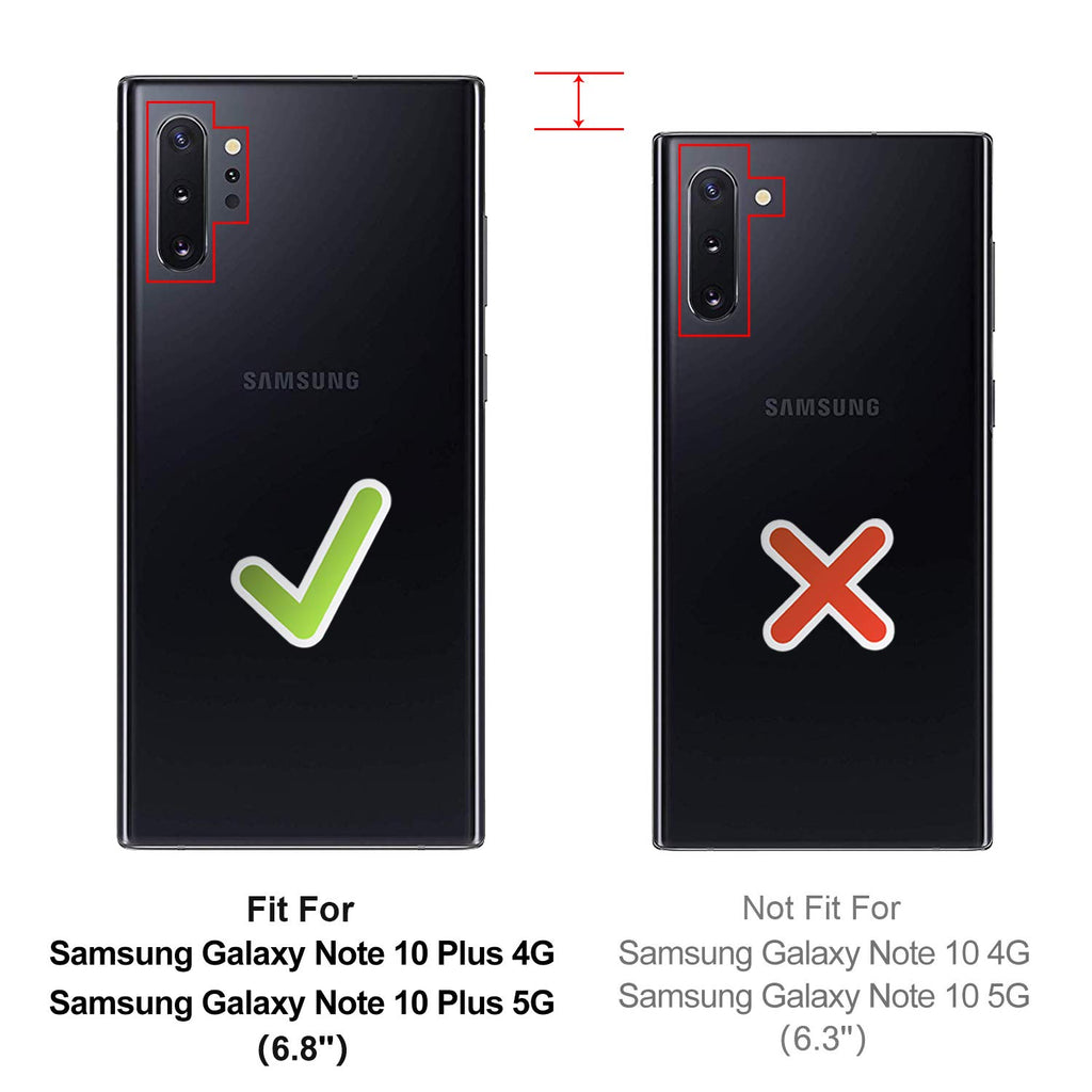 HOOMIL Handyhülle für Samsung Galaxy Note 10+ Plus Hülle, Premium PU Leder Flip Schutzhülle für Samsung Galaxy Note 10+ Plus Tasche, Schwarz