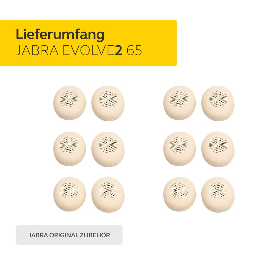 Jabra Kopfhörerpolster für Evolve2 65 – 6 Paar Ersatz Ohrpolster für Kopfhörer – beige