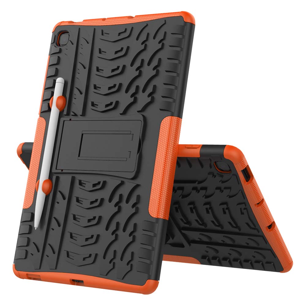 FanTing Hülle für Samsung Galaxy Tab S6 Lite, [Armor Box] [Doppelschicht] [Heavy Duty Case] Strong Rugged Shock Proof Schutzhülle 2in1 Hybrid Case -Orange