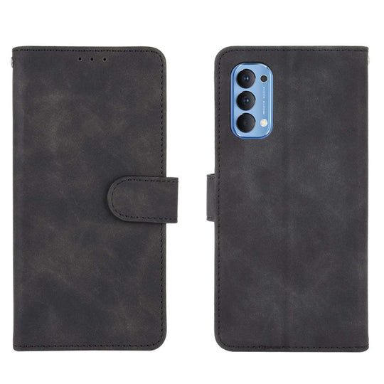 GOGME Leder Hülle für Oppo Reno 4 5G(Reno4 5G) Hülle, Premium PU/TPU Leder Folio Hülle Schutzhülle Handyhülle, Flip Case Klapphülle Lederhülle mit Standfunktion & Kartensteckplätzen, Schwarz