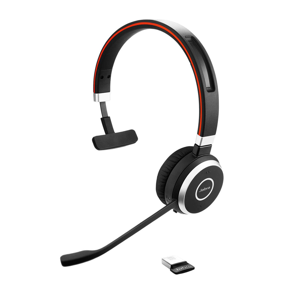 Jabra Evolve 65 Wireless Mono On-Ear Headset - Microsoft zertifizierte Kopfhörer mit langer Akkulaufzeit - USB Bluetooth Adapter - Schwarz