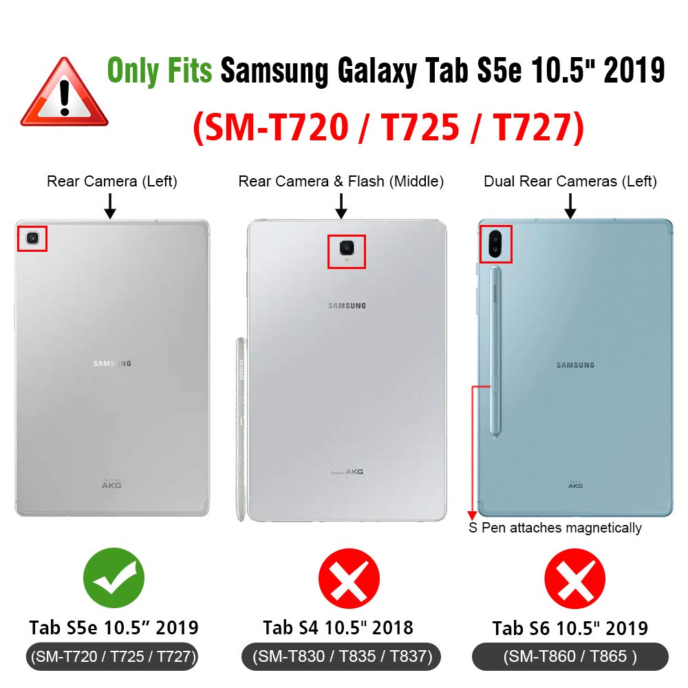Fintie Tastatur Hülle für Samsung Galaxy Tab S5e 10.5 SM-T720/T725 2019 Tablet-PC - Ultradünn leicht Schutzhülle mit magnetisch Abnehmbarer drahtloser Deutscher Bluetooth Tastatur, Schwarz