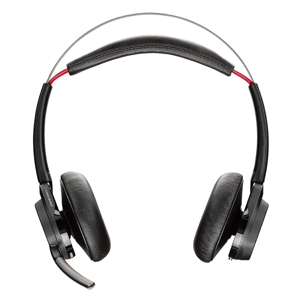 Plantronics Bluetooth-Stereo-Headset 'Voyager Focus UC B825M' ohne Ladeschale & USB-A BT-Dongle, Smart Sensoren, Mikrofonarm, Rauschunterdrückung, Skype for Business, Schwarz