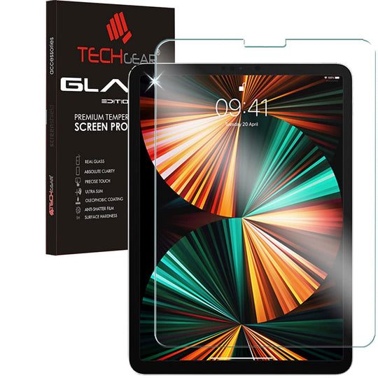 TECHGEAR Panzerglas Kompatible mit iPad Pro 12.9 Zoll 2021/2020/2018, Displayschutz Folie aus gehärtetem Glas [9H Härte] [Crystal] für iPad Pro 12,9 2021, 2020, 2018 [5. 4. 3. Generation] Panzerglas