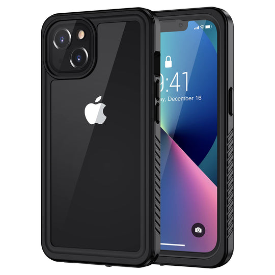Lanhiem für iPhone 13 Hülle (6.1"), iPhone 13 Case IP68 Wasserdicht Handy Hülle 360 Grad Schutzhülle, Stoßfest Staubdicht Outdoor Panzerhülle mit Eingebautem Displayschutz, Schwarz