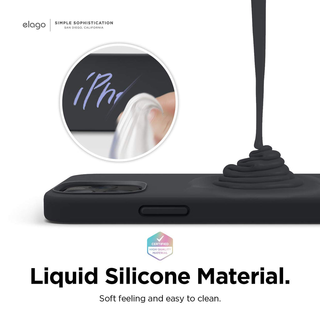 elago Liquid Silicone Case Kompatibel mit iPhone 12 Hülle & Kompatibel mit iPhone 12 Pro Hülle (6,1"), Hochwertiges Silikon, Rundumschutz Handyhülle : 3-Layer Struktur Schutzhülle (Schwarz)