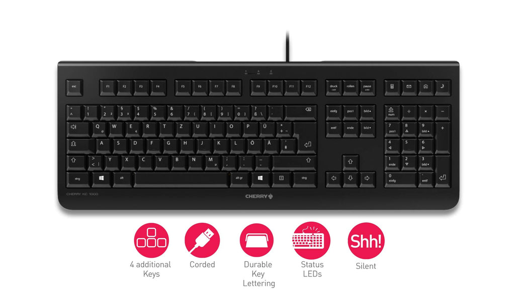 CHERRY KC1000 corded Tastatur USB, schwarz,QWERTZ