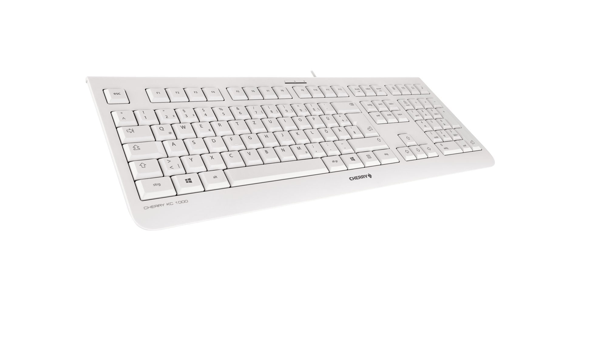 Cherry KC1000 Corded Ultraflat USB-Tastatur, weiß grau