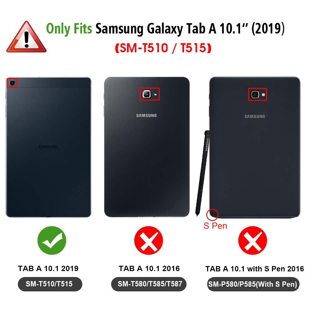 Fintie Tastatur Hülle für Samsung Galaxy Tab A 10.1 SM-T510/T515 2019 Tablet-PC - Slim Fit Kunstleder Stand Schutzhülle mit Magnetisch Abnehmbar Drahtloser Bluetooth Tastatur, Schwarz