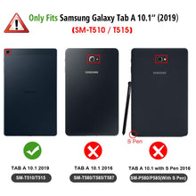 Laden Sie das Bild in den Galerie-Viewer, Fintie Tastatur Hülle für Samsung Galaxy Tab A 10.1 SM-T510/T515 2019 Tablet-PC - Slim Fit Kunstleder Stand Schutzhülle mit Magnetisch Abnehmbar Drahtloser Bluetooth Tastatur, Schwarz