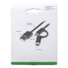 Laden Sie das Bild in den Galerie-Viewer, 4smarts USB-A auf Micro-USB und USB-C Kabel Textil ComboCord - 2m - Grau