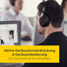 Laden Sie das Bild in den Galerie-Viewer, Jabra Evolve2 85 Wireless Headset – Noise Cancelling Microsoft Teams Zertifizierte Stereo Kopfhörer mit langer Akkulaufzeit – USB-C Bluetooth Adapter – schwarz