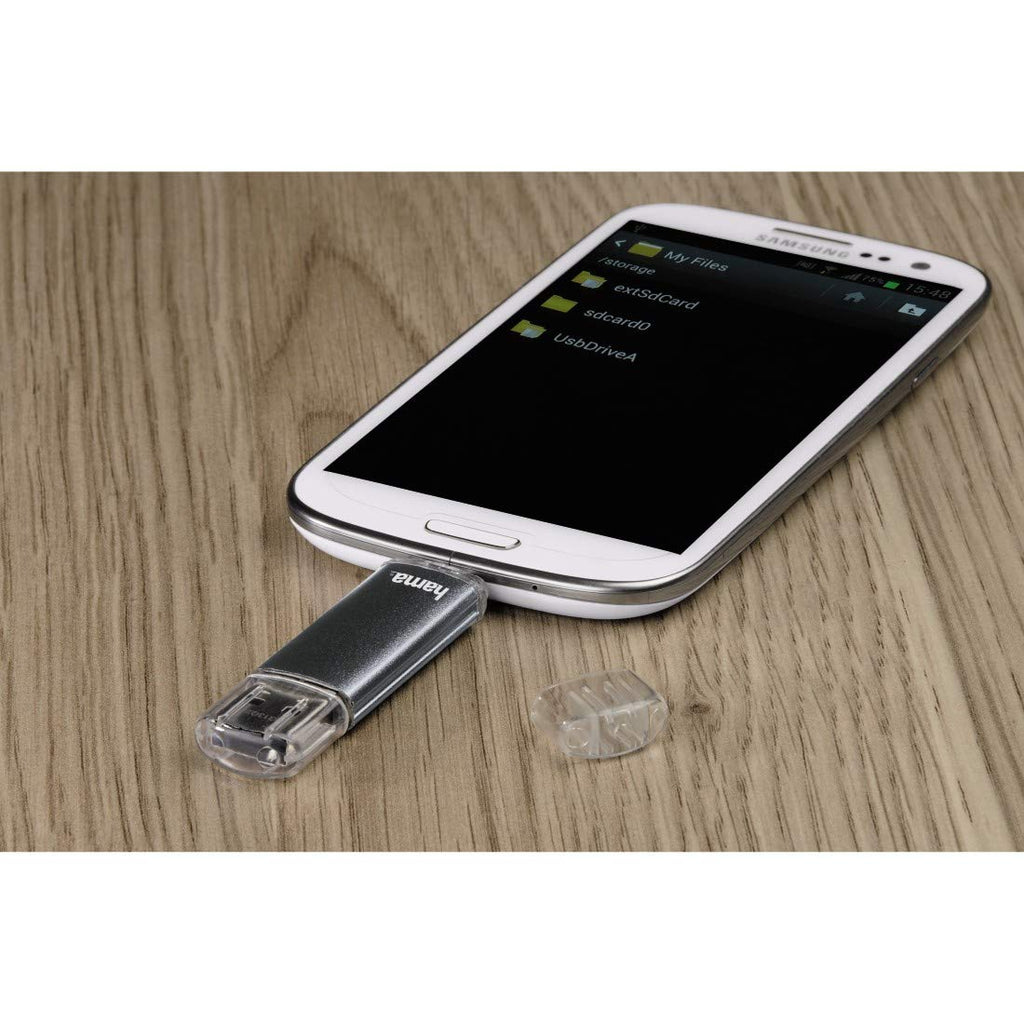 Hama 32GB USB-Speicherstick mit USB 2.0 & microUSB (2-in-1 USB-Stick, z.B. für Android Handy, Tablet, Computer, Notebook, PC, Laptop, MacBook, OTG, 10MB/s) Handy-Stick, Doppel Memory-Stick grau