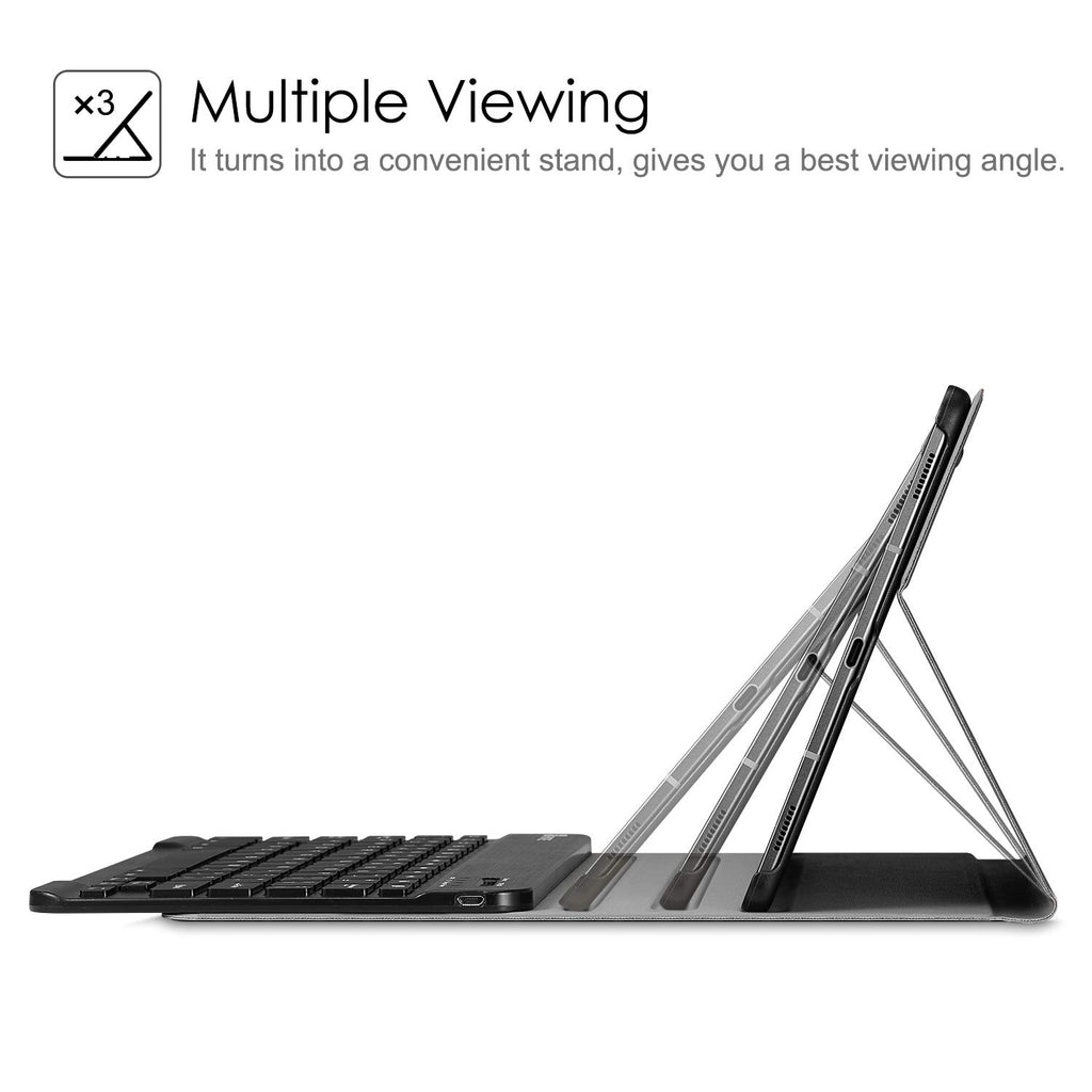 Fintie Tastatur Hülle für Samsung Galaxy Tab S6 10.5 2019 (Kompatibel mit S Pen kabelloser Ladefunktion) - Ultradünn Keyboard Case mit magnetisch Abnehmbarer drahtloser Deutscher Tastatur, Schwarz