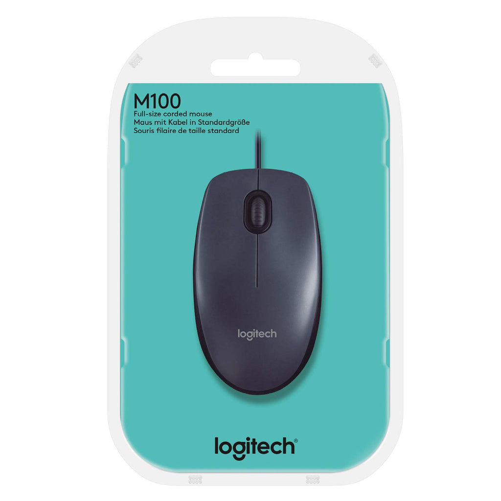 Logitech M100 USB Maus - 3 Tasten, 1000 DPI, Für Links & Rechtshänder, Weiß