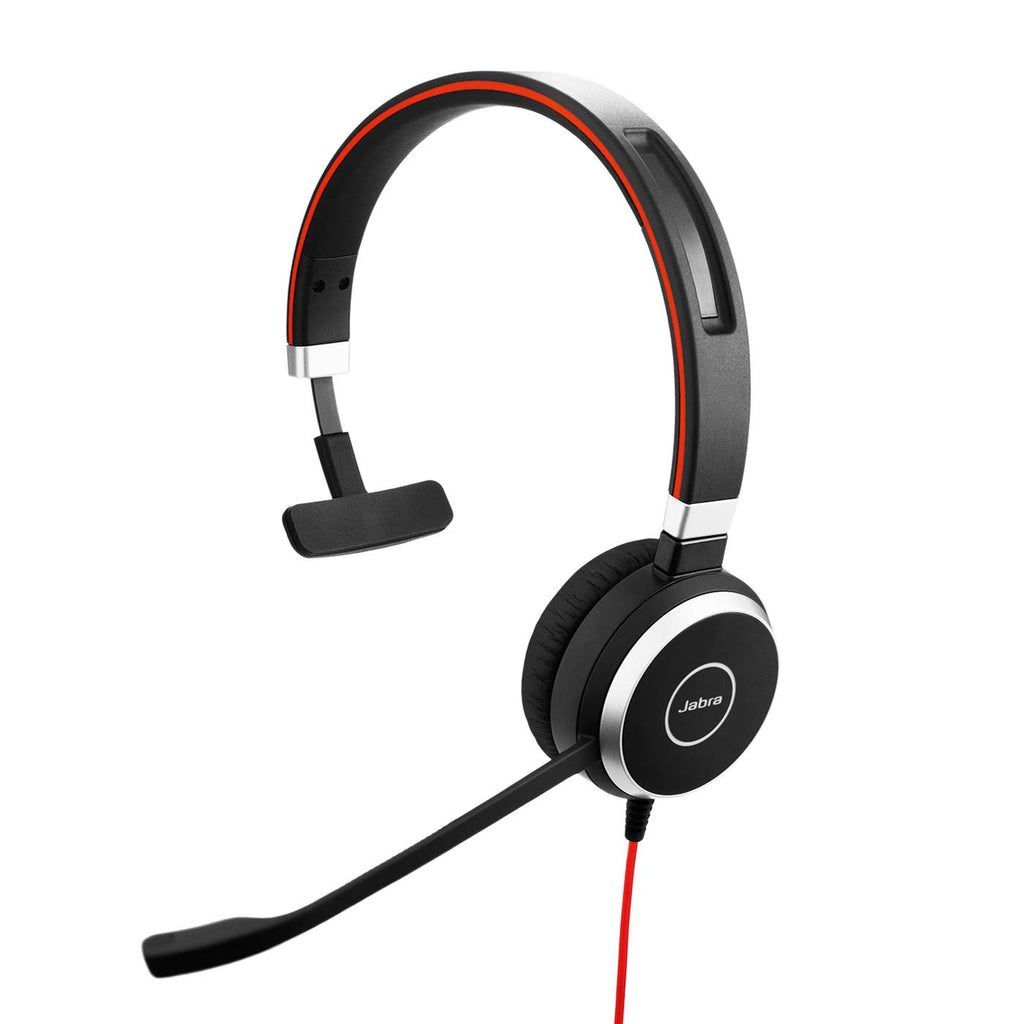 Jabra Evolve 40 MS Mono Headset - Microsoft zertifizierte Kopfhörer für VoIP Softphone mit passivem Noise-Cancelling - USB-Kabel mit Anrufsteuerung - Schwarz