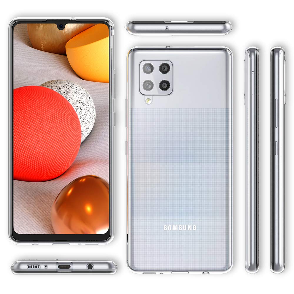 NALIA Klare Handyhülle kompatibel mit Samsung Galaxy A42 5G Hülle, Transparente Silikon Schutzhülle Clear Case Soft Phone Cover, Dünne Durchsichtige Handy-Tasche Ultra-Slim Bumper Etui - Transparent