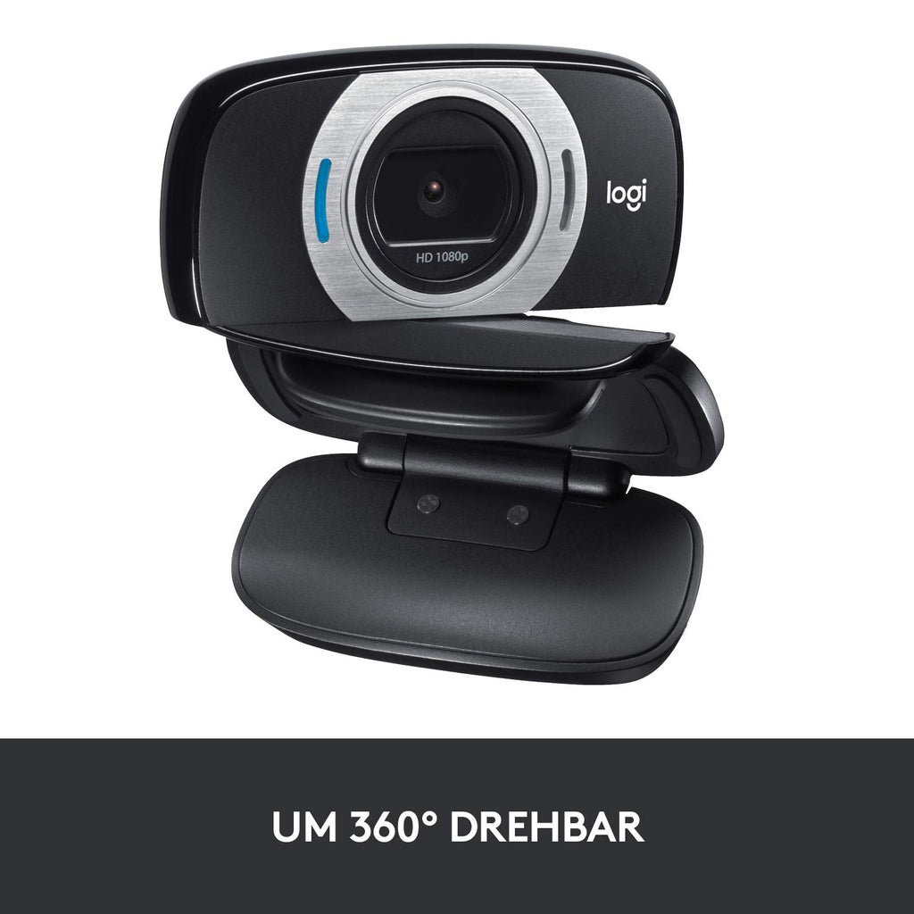 Logitech C615 Mobile Webcam, Full-HD 1080p, Autofokus, 78° Sichtfeld, 360° Schwenkradius, Belichtungskorrektur, USB-Anschluss, Für Skype, FaceTime, Hangouts, etc., PC/Mac/ChromeOS/Android - Schwarz