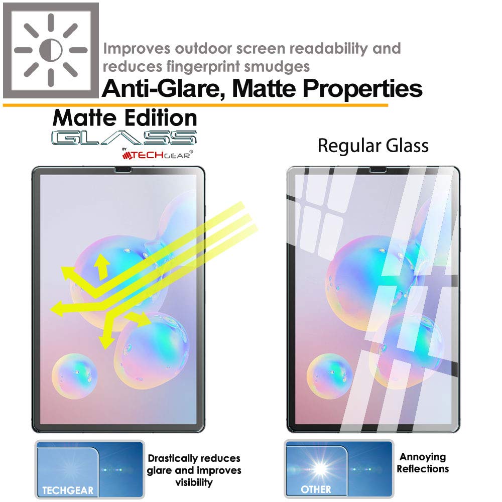 TECHGEAR Galaxy Tab S6 10,5 Matt Panzerglas (SM-T860 SM-T865 Serie) - Matte Blendschutz Panzerglas Auflage, Original-gehärtetes Glas-Displayschutzfolie kompatibel mit Samsung Galaxy Tab S6 10,5
