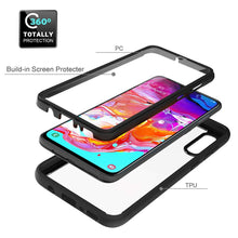 Laden Sie das Bild in den Galerie-Viewer, LCHULLE Hülle 360 Grad kompatibel mit Samsung Galaxy A50(6.4 Zoll) Handyhülle mit Displayschutz Durchsichtig Schutzhülle 360 Grad Transparent Handyhülle Ultradünne Bumper Case Cover Schwarz