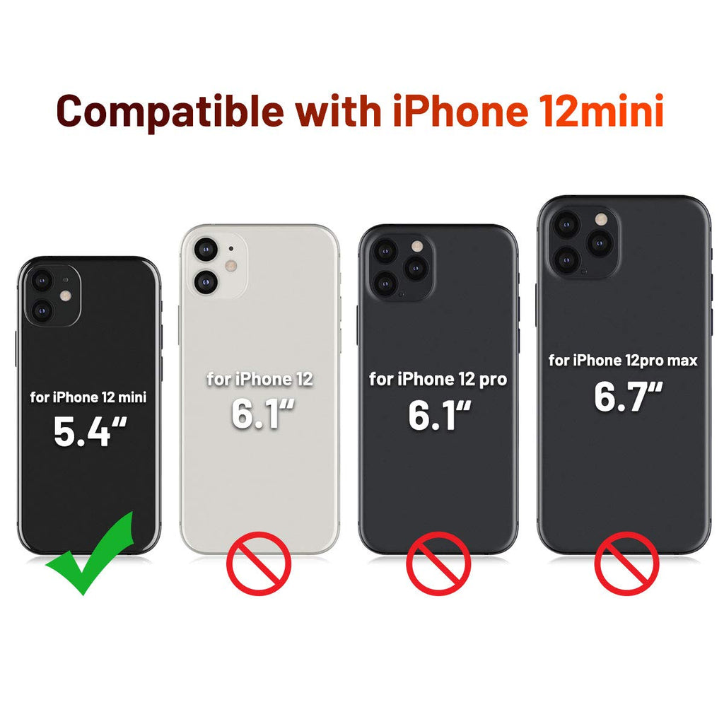 OCASE Handyhülle iPhone 12 Mini Hülle [Premium PU Leder] [Standfunktion] [Kartenfach] [Magnetverschluss] Lederhülle Klapphülle Etui RFID Schutzhülle Case Kompatibel für iPhone 12 Mini Schwarz