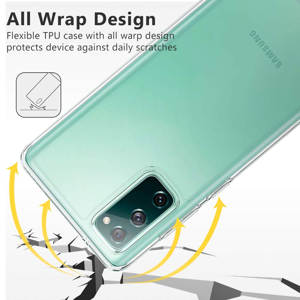 Whew Hülle Kompatibel mit Samsung Galaxy S20 FE, [Anti-Gelb] [Anti-Kratzer] Ultradünn Clear TPU Case Silikon Weich Schutzhülle, Stoßfest Handyhülle Kompatibel mit Samsung Galaxy S20 FE-Transparent