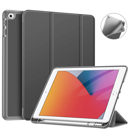 Fintie Hülle für iPad 8. Generation (2020) / 7. Gen (2019) 10.2 Zoll - Superleicht Soft TPU Rückseite Abdeckung Schutzhülle mit eingebautem Pencil Halter, Auto Sleep/Wake, Himmelgrau