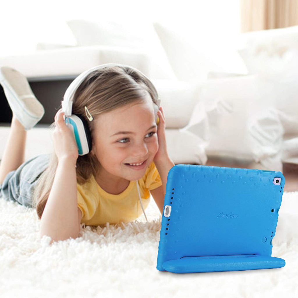 ProCase Kinder Hülle mit Kickstand für iPad 10.2" 2020 2019 / iPad Pro 10.5"/ iPad Air 3, Ultra Leicht Stoßfest Robust Kind Schutzhülle Umwandelbar Handgriff Handle Standfunktion -Blau