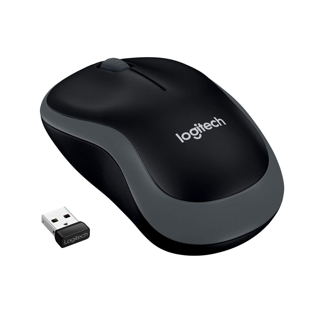 Logitech M185 Kabellose Maus, 2.4 GHz Verbindung via Nano-USB-Empfänger, 1000 DPI Optischer Sensor, 12-Monate Akkulaufzeit, Für Links- und Rechtshänder, PC/Mac - Grau