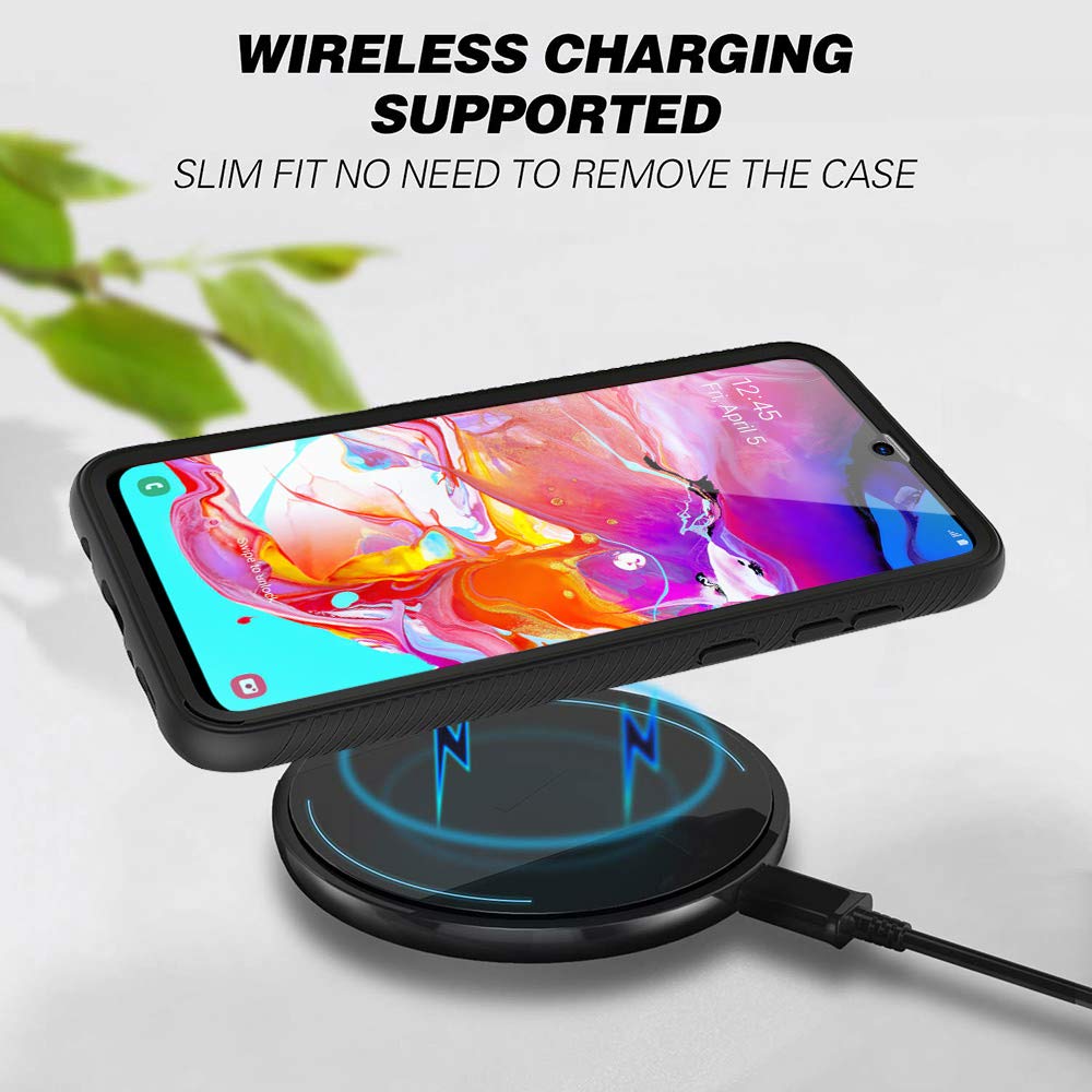 LCHULLE Hülle 360 Grad kompatibel mit Samsung Galaxy A50(6.4 Zoll) Handyhülle mit Displayschutz Durchsichtig Schutzhülle 360 Grad Transparent Handyhülle Ultradünne Bumper Case Cover Schwarz