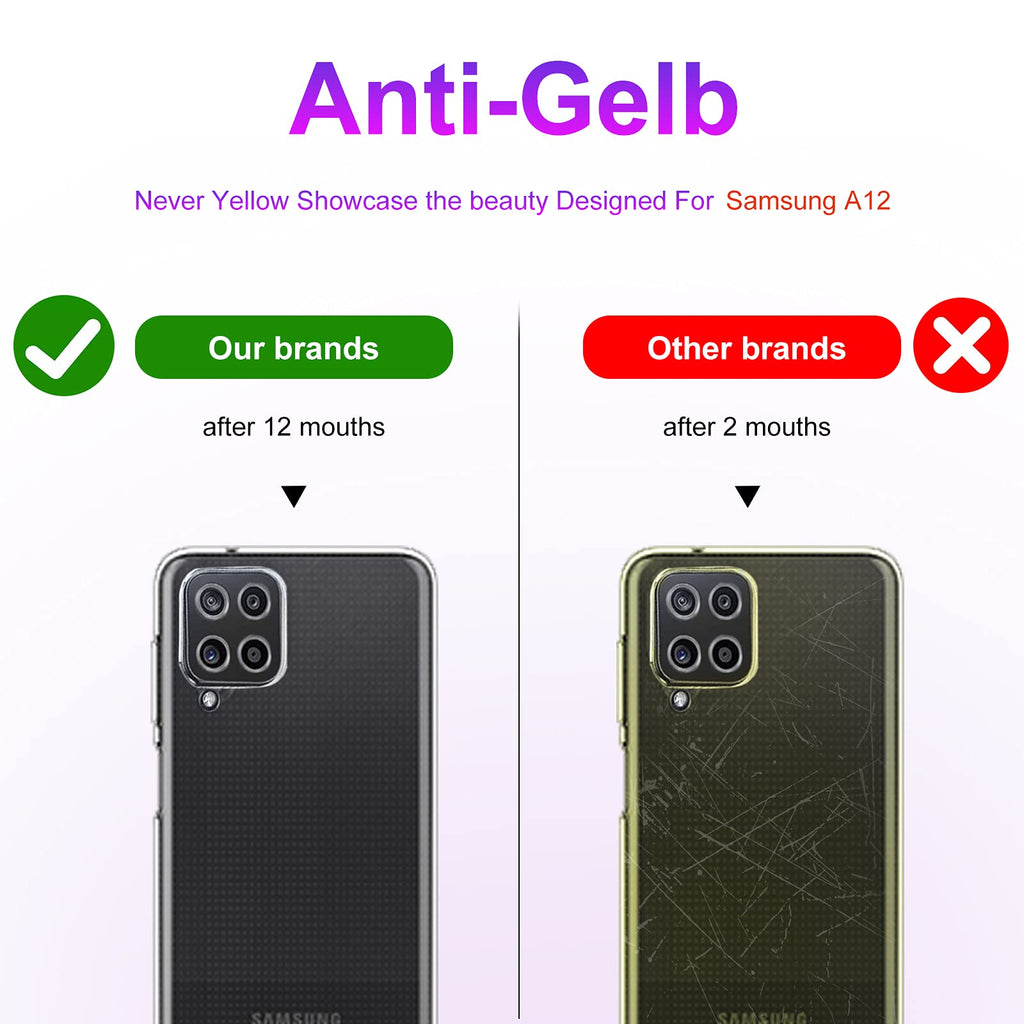 FACAI Crystal Clear Hülle Kompatibel Samsung Galaxy A12, Transparent Anti-Vergilbung Silikon Dünne Weiche handyhülle, Anti-Fingerabdruck Kratzfest Stoßfest TPU Schutzhülle für Samsung Galaxy A12