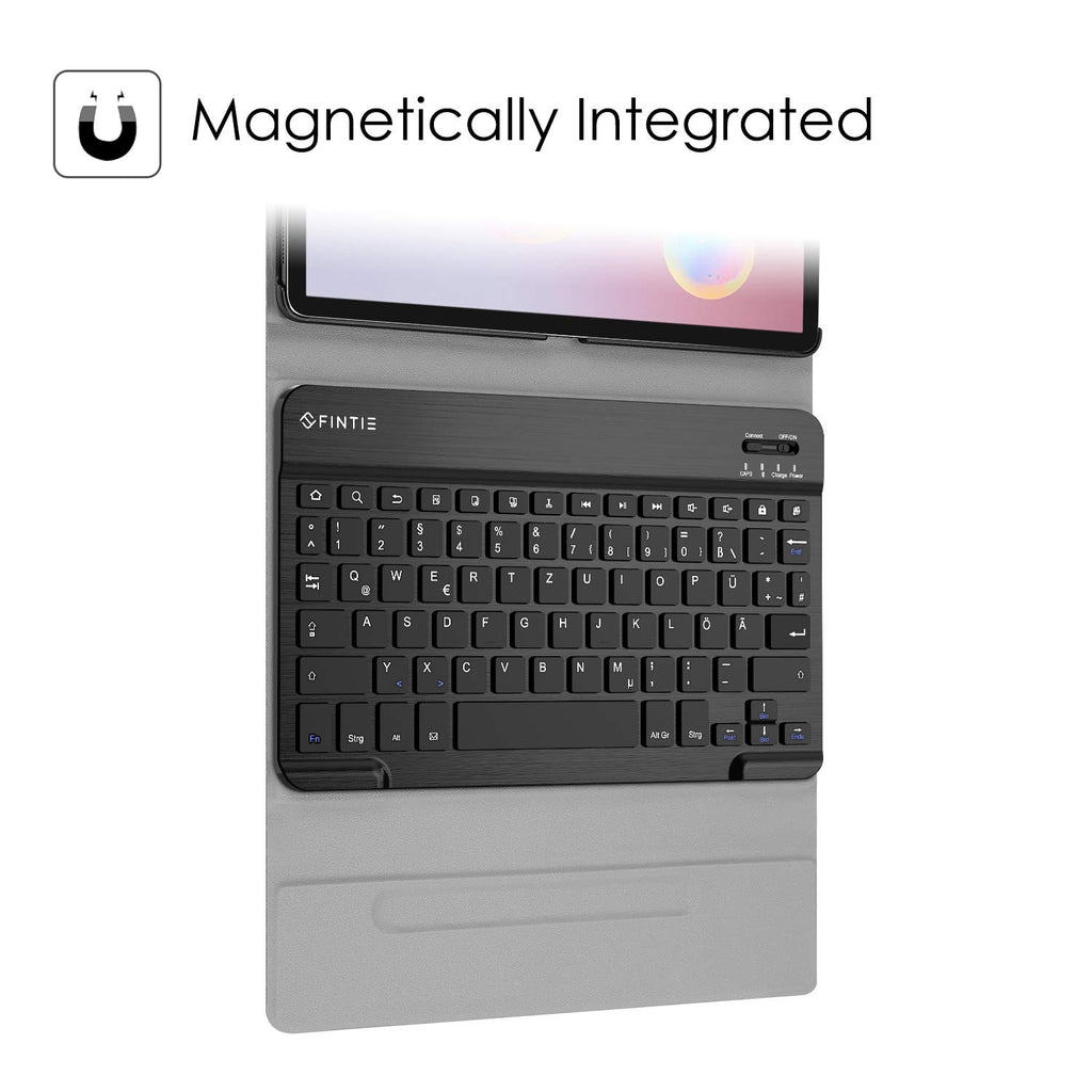 Fintie Tastatur Hülle für Samsung Galaxy Tab S6 10.5 2019 (Kompatibel mit S Pen kabelloser Ladefunktion) - Ultradünn Keyboard Case mit magnetisch Abnehmbarer drahtloser Deutscher Tastatur, Schwarz