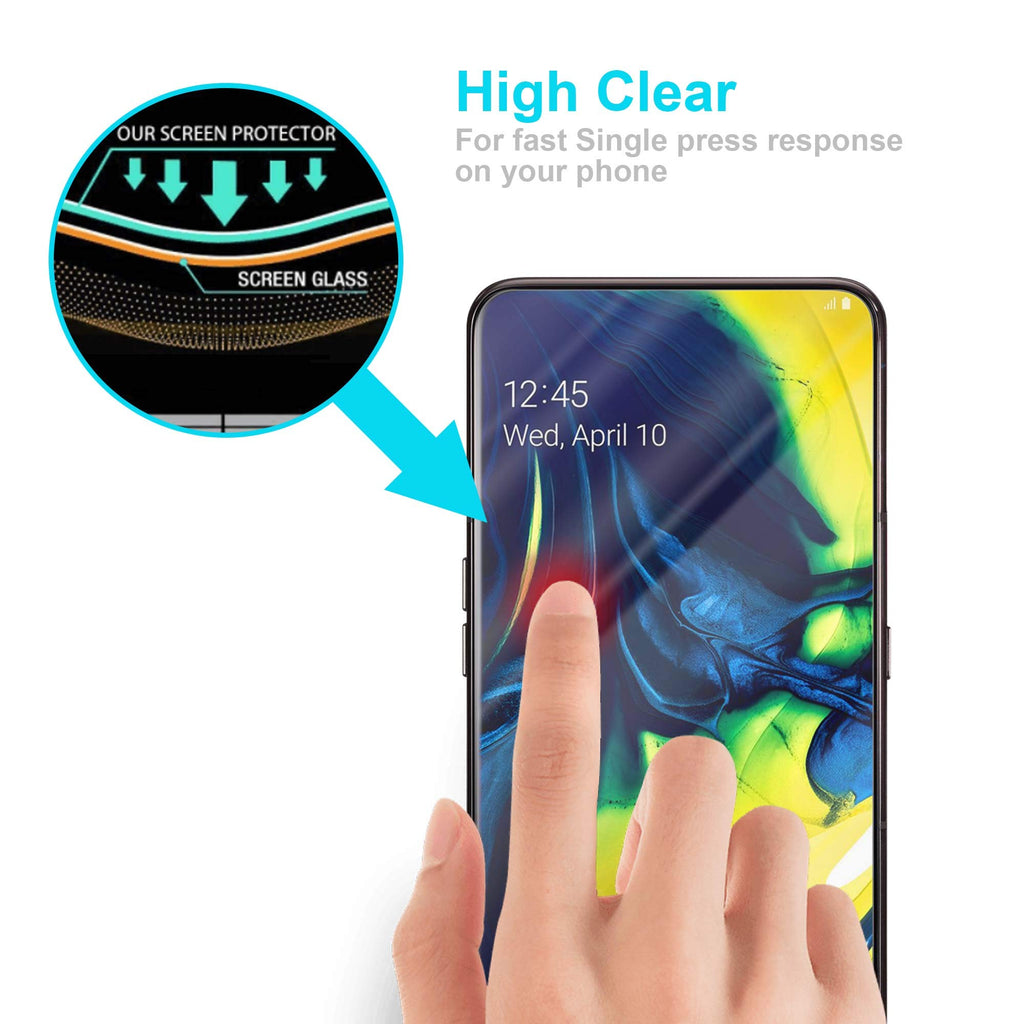 Cadorabo Panzerglasfolie für Samsung Galaxy A80 / A90 - Schutzfolie in KRISTALL KLAR - Gehärtet (Tempered) Displayschutz Glas in 9H Härte mit 3D Touch Kompatibilität