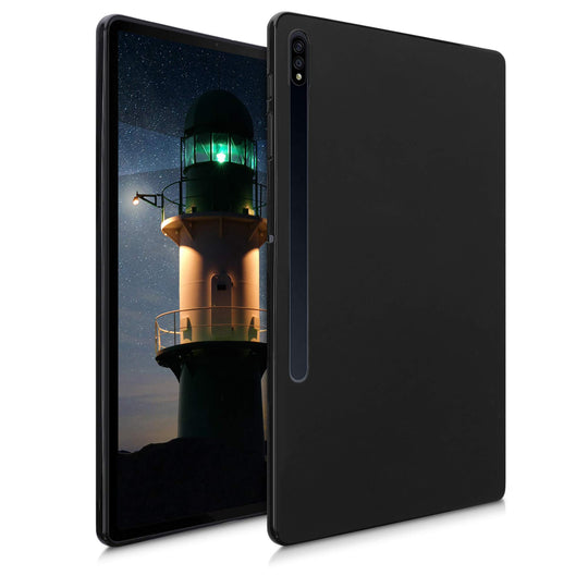 kwmobile Hülle kompatibel mit Samsung Galaxy Tab S7 Plus - Silikon Tablet Cover Case Schutzhülle Schwarz matt