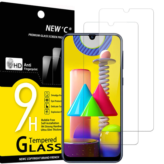 NEW'C Schutzfolie Panzerglas für Samsung Galaxy M21, M31, Frei von Kratzern, 9H Härte, HD Displayschutzfolie, 0.33mm Ultra-klar, Ultrabeständig