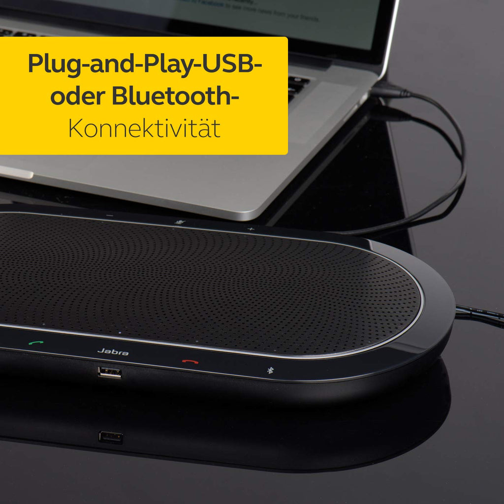 Jabra Speak 810 Konferenzlautsprecher – Microsoft zertifizierter Lautsprecher für große Mettings – mit Bluetooth Adapter und USB-Anschluss – Für Laptop, Smartphone und Tablet