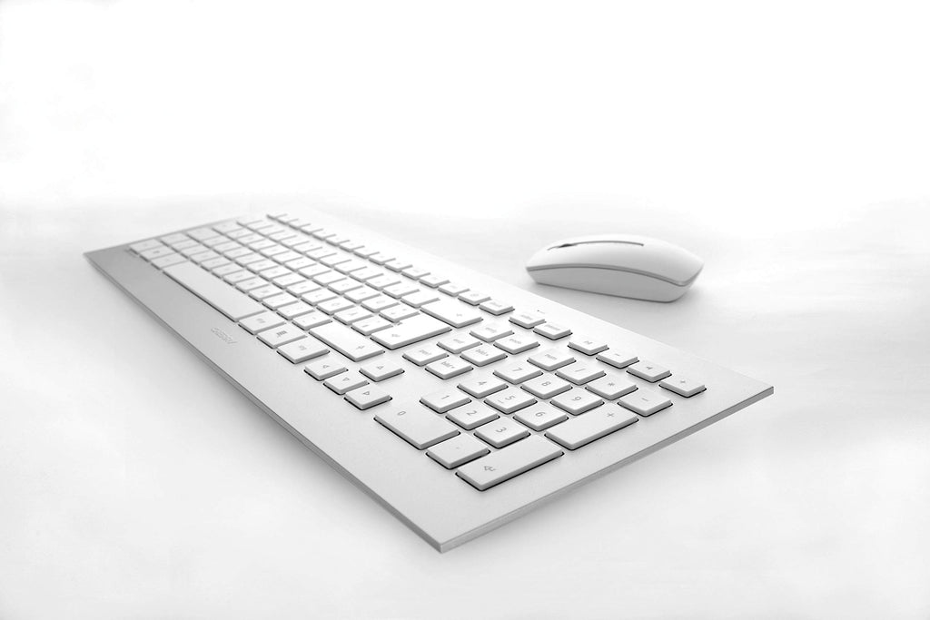 CHERRY DW 8000 RF Wireless QWERTZ Deutsch Silber, Weiß Tastatur - Tastaturen (Standard, Kabellos, RF Wireless, QWERTZ, Silber, Weiß, Maus enthalten)