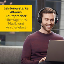 Laden Sie das Bild in den Galerie-Viewer, Jabra Evolve2 65 Wireless Headset mit Ladestation – Noise Cancelling Microsoft Teams Zertifizierte Stereo Kopfhörer mit langer Akkulaufzeit – USB-C Bluetooth Adapter – schwarz