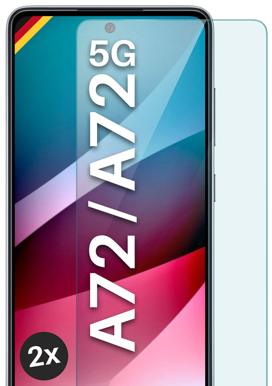 moex Panzerglas kompatibel mit Samsung Galaxy A72 / A72 5G - Schutzfolie aus Glas, bruchsichere Displayschutz Folie, Crystal Clear Panzerglasfolie