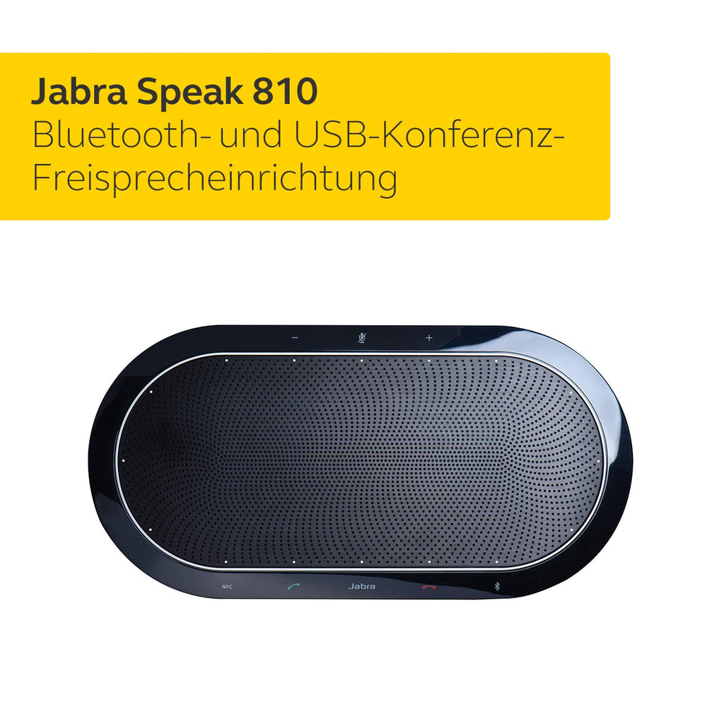 Jabra Speak 810 Konferenzlautsprecher – Microsoft zertifizierter Lautsprecher für große Mettings – mit Bluetooth Adapter und USB-Anschluss – Für Laptop, Smartphone und Tablet