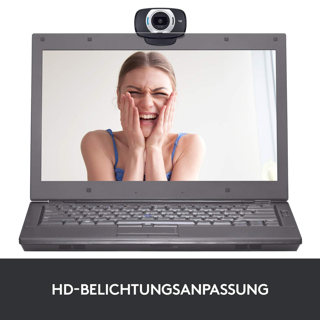 Logitech C615 Mobile Webcam, Full-HD 1080p, Autofokus, 78° Sichtfeld, 360° Schwenkradius, Belichtungskorrektur, USB-Anschluss, Für Skype, FaceTime, Hangouts, etc., PC/Mac/ChromeOS/Android - Schwarz