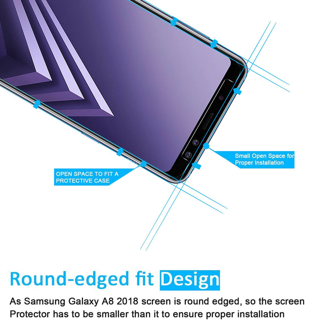NEW'C 2 Stück, Schutzfolie Kompatibel mit Samsung Galaxy A8 2018 panzerglasfolie, Frei von Kratzern, 9H Härte, HD Displayschutzfolie, 0.33mm Ultra-klar, Ultrabeständig