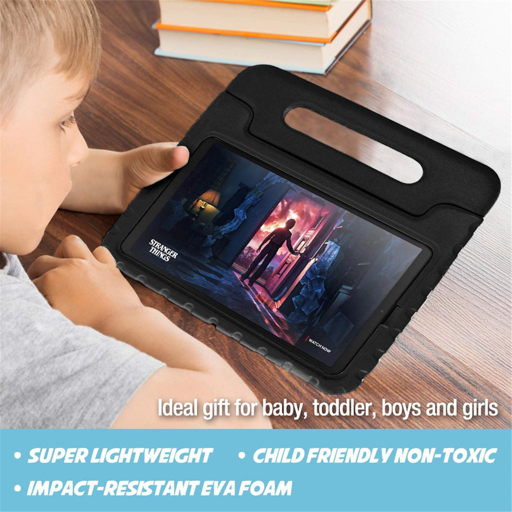 ProCase Kinder Hülle mit Kickstand für Galaxy Tab A7 10.4 Zoll 2020 (Model：SM-T500/ T505/ T507, Ultra Leicht Stoßfest Robust Kind Schutzhülle Umwandelbar Handgriff Handle Standfunktion –Schwarz